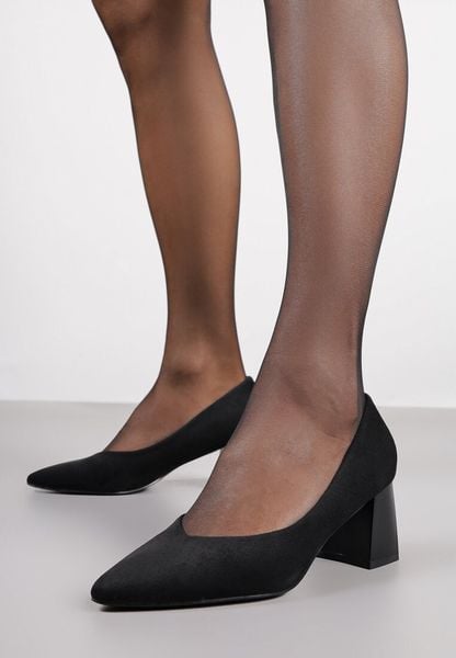 Czarne Czółenka Vices na Stożkowym Obcasie ze Skórzaną Wkładką Erani. Czarne czółenka Born2be, bez wzorów, z jeansu, biznesowe, bez obcasa, na słupku, bez zapięcia. Za 74.99 zł.