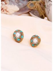 L'Atelier de Gaia Pozłacane kolczyki-wkrętki z perłami i turkusami rozmiar: onesize. Białe kolczyki L'Atelier de Gaia, z perłą, pozłacane. Za 108.74 zł.