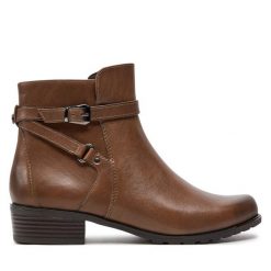 Botki Caprice. Brązowe botki Caprice, bez wzorów, bez obcasa, na płaskiej podeszwie, bez zapięcia. Za 319.99 zł.