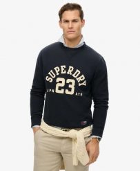 Superdry Vintage Athletic Crew bluza z bawełny – ECLIPSE NAVY. Niebieskie bluzy bez kaptura Superdry, xl, bez wzorów, z bawełny, bez kaptura. Za 290.70 zł.