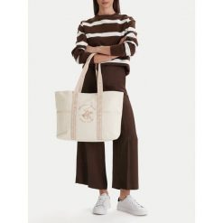 Torebka Beverly Hills Polo Club. Brązowe shopper bag Beverly Hills Polo Club, bez wzorów, bez dodatków. Za 129.99 zł.