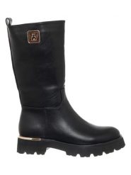 Patrizia Pepe Skórzane kozaki w kolorze czarnym rozmiar: 35. Czarne kozaki Patrizia Pepe, na zimę, bez wzorów, bez obcasa, bez zapięcia. Za 434.99 zł.