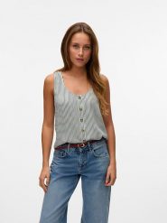 Vero Moda Top w kolorze czarno-białym rozmiar: M. Białe topy Vero Moda, m, bez wzorów, z wiskozy, klasyczne, bez kołnierzyka, bez ramiączek. Za 74.99 zł.