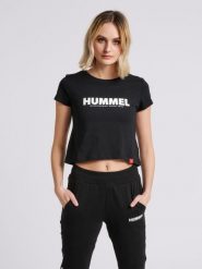 Hummel Koszulka sportowa hml Legacy Woman Cropped T-shirt. Czarne t-shirty sportowe Hummel, s, bez wzorów, z bawełny, bez ramiączek, do biegania. Za 27.00 zł.