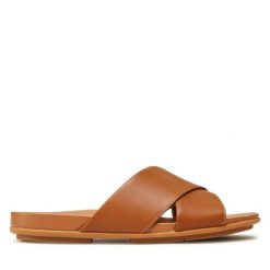 Klapki FitFlop. Brązowe klapki FitFlop, bez wzorów, bez obcasa, bez zapięcia. Za 329.99 zł.
