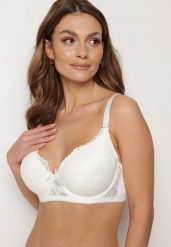 Jasnobeżowy Biustonosz Full Cup z Ozdobną Koronką Pistaria. Brązowe biustonosze Born2be, bez wzorów, z koronki. W wyprzedaży za 21.24 zł.