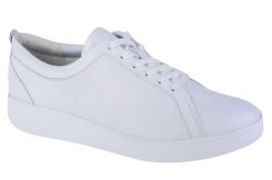 Damskie skórzane buty sportowe FitFlop Rally. Białe buty treningowe Flip Flop, bez wzorów, z jeansu, bez zapięcia, tenisowe. Za 546.50 zł.