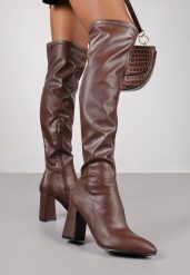 Brązowe Kozaki Vices na Stożkowym Obcasie Lavie. Brązowe kozaki Born2be, bez wzorów, z jeansu, eleganckie, bez obcasa, na obcasie, bez zapięcia. Za 159.99 zł.