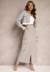 Szara Spódnica Utility z Kieszeniami na Klapy Inno. Szare spódnice Renee, do pracy, l, bez wzorów, z materiału, biznesowe, maxi, koszulowe. W wyprzedaży za 111.99 zł.