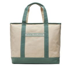Torebka Tommy Hilfiger. Zielone shopper bag Tommy Hilfiger, bez wzorów, bez dodatków. Za 219.99 zł.