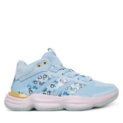 Buty halowe adidas. Niebieskie buty sportowe lifestyle adidas, bez wzorów, bez zapięcia. Za 479.99 zł.
