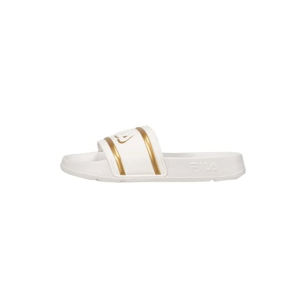 Klapki Fila Model Morro Bay Logo Kolor Biały. Białe klapki Fila, bez wzorów, z gumy, wakacyjne, bez obcasa, bez zapięcia. Za 79.00 zł.