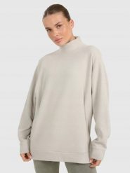 BLUZA DAMSKA DRESOWA 4F TRENINGOWA DO JOGI TFSWF589 KOLOR BEŻOWY. Brązowe bluzy bez kaptura 4f, l, bez wzorów, z bawełny, bez kaptura, do biegania. Za 136.25 zł.
