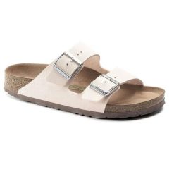 Klapki damskie Birkenstock Arizona BS Birko-flor. Czerwone klapki Birkenstock, bez wzorów, z jeansu, eleganckie, bez obcasa, bez zapięcia. Za 287.00 zł.