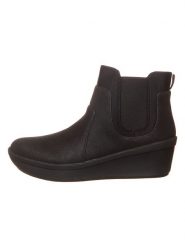 Clarks Botki "Rose sun" w kolorze czarnym rozmiar: 39. Czarne botki Clarks, bez wzorów, bez obcasa, na koturnie, bez zapięcia. Za 194.38 zł.