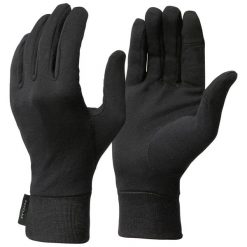 Rękawiczki wewn. jedwabne trekkigowe MT500. Czarne rękawiczki QUECHUA, bez wzorów, z jedwabiu, sportowe. Za 59.99 zł.