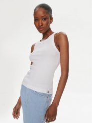 Calvin Klein Jeans Top Variegated J20J223104 Biały Slim Fit. Białe topy Calvin Klein Jeans, xl, bez wzorów, z bawełny, bez kołnierzyka, bez ramiączek. Za 99.99 zł.