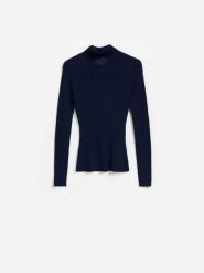 Golf z wełny merino - granatowy. Niebieskie swetry Reserved, l, bez wzorów, z wełny, bez ramiączek. Za 199.99 zł.