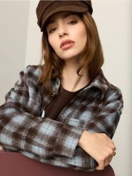 Kurtka w kratę w stylu flanelowym z domieszką wełny i wiskozy - wielobarwny. Kurtki Sinsay, l, bez wzorów, z wełny, bez kaptura. Za 69.99 zł.