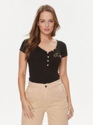 Guess T-Shirt W4RP47 K1814 Czarny Regular Fit. Czarne t-shirty Guess, l, z aplikacjami, z bawełny, bez kołnierzyka, bez ramiączek. Za 209.99 zł.