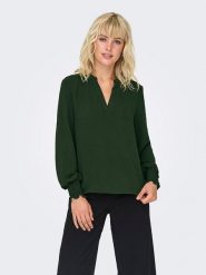 ONLY Bluzka w kolorze ciemnozielonym rozmiar: XL. Zielone bluzki ONLY, xl, bez wzorów, bez kołnierzyka, bez ramiączek. Za 101.47 zł.