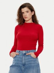 ONLY Bluzka Emma 15180040 Czerwony Slim Fit. Czerwone bluzki ONLY, xs, bez wzorów, z syntetyku, bez kołnierzyka, bez ramiączek. Za 49.99 zł.