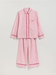 Dwuczęściowa piżama z bawełny - różowy. Czerwone piżamy Reserved, l, bez wzorów, z bawełny, bez kołnierzyka, bez ramiączek. Za 159.99 zł.