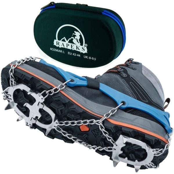 Raczki na buty Rapeks Icetrak. Niebieskie buty trekkingowe RAPEKS, bez zapięcia. W wyprzedaży za 119.90 zł.
