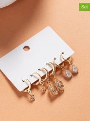 Lodie Silver Pozłacane kolczyki-kreole (3 pary) z cyrkoniami rozmiar: onesize. Szare kolczyki Lodie Silver, z cyrkonią, metalowe. Za 78.99 zł.