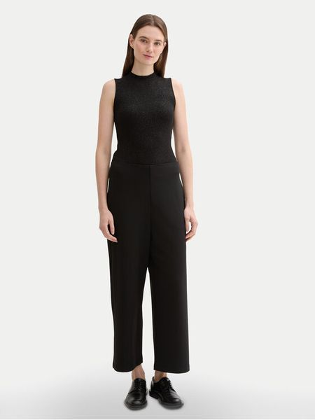 Tom Tailor Denim Bluzka 1043934 Czarny Slim Fit. Czarne bluzki TOM TAILOR DENIM, s, bez wzorów, z bawełny, bez kołnierzyka, bez ramiączek. Za 59.99 zł.