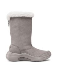 Skechers Kozaki On The Go Midtown 144299/DKTP Szary. Szare kozaki Skechers, bez wzorów, ze skóry, bez obcasa, na płaskiej podeszwie, bez zapięcia. Za 379.09 zł.