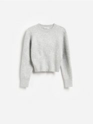 Sweter z zapięciem na zamek - jasnoszary. Szare swetry Reserved, l, bez wzorów, z dzianiny, bez ramiączek. Za 129.99 zł.