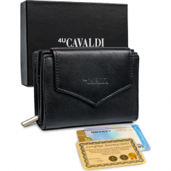 Portfel skórzany Cavaldi czarny RD-01-GCL-2463 BLACK. Czarne portfele 4U Cavaldi, bez wzorów, ze skóry. Za 69.99 zł.
