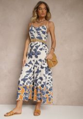 Niebiesko-Beżowy Kombinezon Wide Leg z Wiskozą na Ramiączkach Iffiane. Niebieskie sukienki Renee, na co dzień, l, bez wzorów, z wiskozy, eleganckie, bez kołnierzyka, bez ramiączek, proste. W wyprzedaży za 67.99 zł.