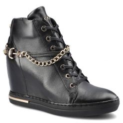 Czarne Sneakersy Damskie Carinii Skórzane Obuwie. Czarne botki Carinii, bez wzorów, z jeansu, klasyczne, bez obcasa, na koturnie, bez zapięcia. Za 599.00 zł.