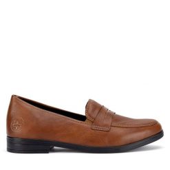 Mokasyny Rieker. Brązowe mokasyny Rieker, bez wzorów. Za 319.99 zł.