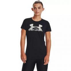 Koszulka damska Under Armour Tech Solid Script SSC. Czarne t-shirty sportowe Under Armour, s, bez wzorów, bez ramiączek. Za 89.99 zł.