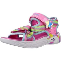 Sandały SKECHERS DREAMY UNICORNS Rose. Czerwone sandały Skechers, bez wzorów, z materiału, bez obcasa, bez zapięcia. Za 196.99 zł.