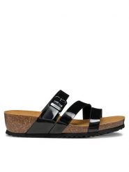 Geox Klapki D New Sthellae D551AA 000HH C9999 Czarny. Czarne klapki Geox, bez wzorów, ze skóry, bez obcasa, bez zapięcia. Za 329.99 zł.