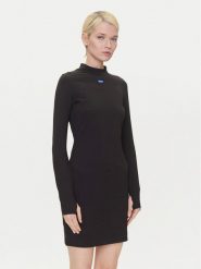 HUGO Sukienka codzienna Nilla 50545016 Czarny Slim Fit. Czarne sukienki Hugo, na co dzień, xs, bez wzorów, z bawełny, bez kołnierzyka, bez ramiączek, proste. Za 479.99 zł.
