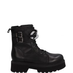 WORKERY DAMSKIE 64066 PELLE NERO. Botki Venezia, bez wzorów, ze skóry, bez obcasa, bez zapięcia. Za 239.00 zł.