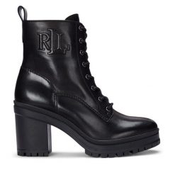 Botki LAUREN RALPH LAUREN. Czarne botki Lauren Ralph Lauren, bez wzorów, bez obcasa, na słupku, bez zapięcia. Za 749.99 zł.