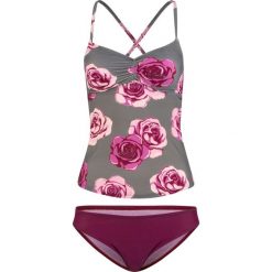 Tankini (2 części) bonprix szaro-bordowy z nadrukiem. Bikini marki bonprix. Za 59.99 zł.