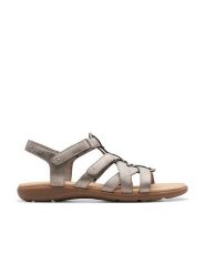 Clarks Skórzane sandały "Elizabelle Sky" w kolorze szarym rozmiar: 41. Szare sandały Clarks, bez wzorów, klasyczne, z otwartym noskiem, bez obcasa, bez zapięcia. Za 181.95 zł.