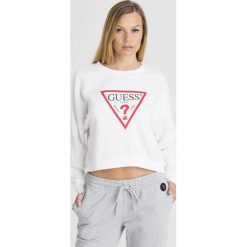 BLUZA Guess. Białe bluzy Guess, l, z aplikacjami, z materiału, bez ramiączek, bez kaptura. Za 167.40 zł.