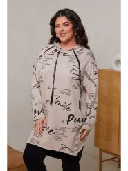 Curvy Lady Sukienka dresowa w kolorze beżowym rozmiar: 48/50. Brązowe sukienki Curvy Lady, z aplikacjami, z bawełny, klasyczne, bez kołnierzyka, bez ramiączek, mini. Za 132.05 zł.