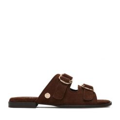 Klapki U.S. Polo Assn. Brązowe klapki U.S. Polo Assn., bez wzorów, bez obcasa, bez zapięcia. Za 269.99 zł.