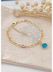 Atelier MIU Pozłacana bransoletka z zawieszką - dł. 16 cm rozmiar: onesize. Niebieskie bransoletki atelier MIU, pozłacane. Za 30.99 zł.