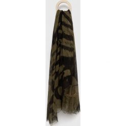 Lauren Ralph Lauren szal z domieszką lnu kolor zielony wzorzysty. Zielone szaliki i kominy Lauren Ralph Lauren, bez wzorów, z tkaniny. Za 419.99 zł.