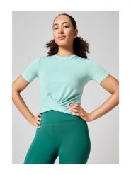 Koszulka Casall Delight Short Wrap Tee 36. Zielone t-shirty sportowe Casall, l, bez wzorów, z lyocellu, bez ramiączek, na fitness i siłownię. Za 199.00 zł.